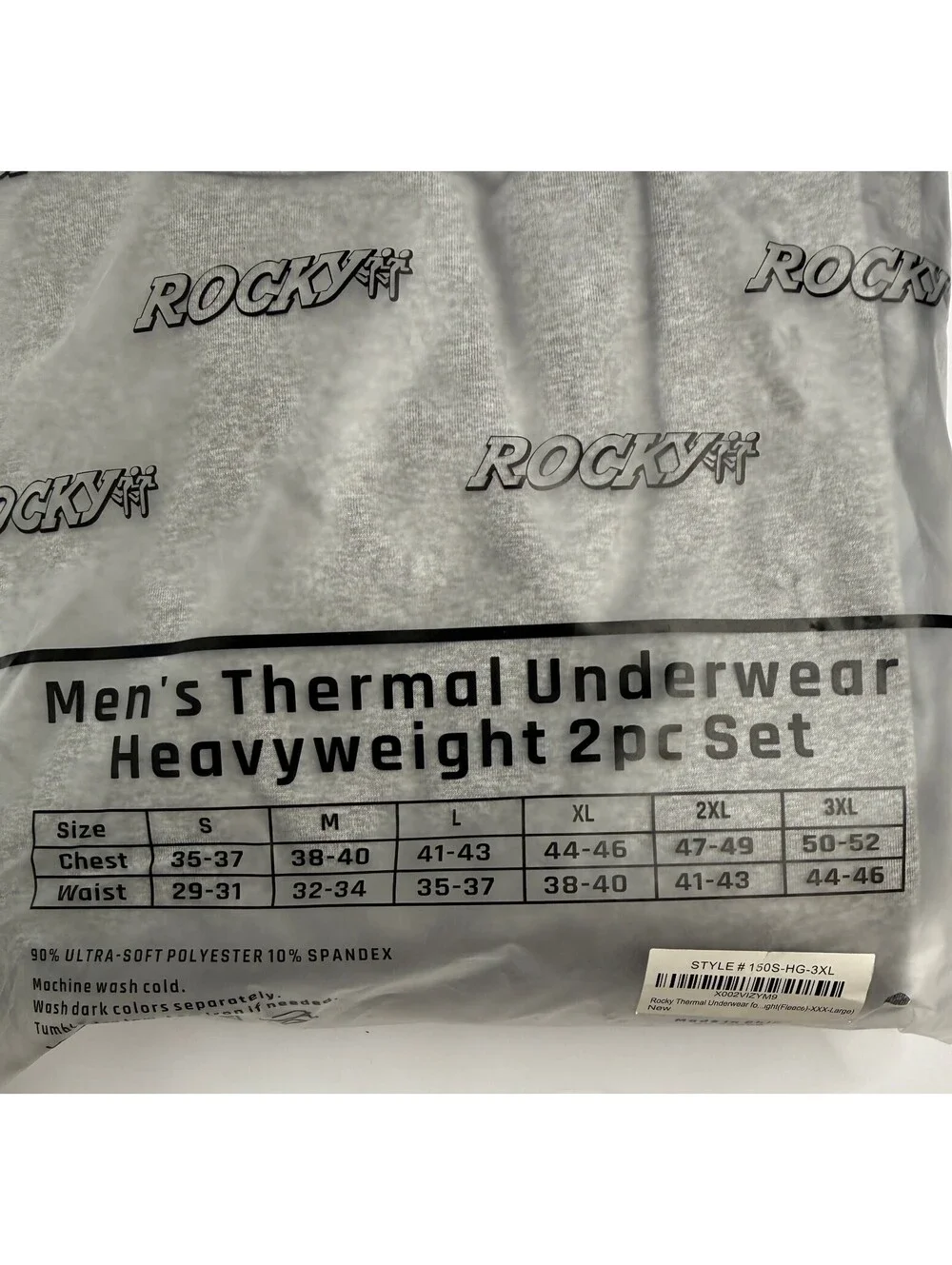 Rocky Men's 3XL Heavyweight Thermal Underwear 2 Piece Fleece Set Gray NIP